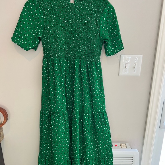 Ditsy Floral Ruffle Hem Shirred A-line Dress - Picture 2 of 15